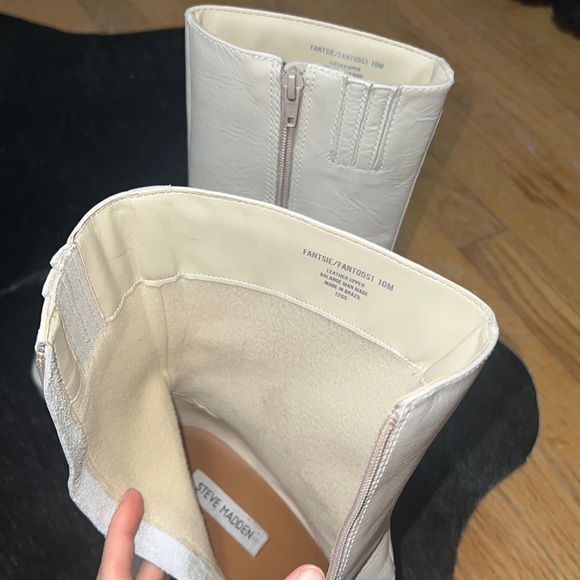 Steve Madden Fantsie White Leather Platform Heeled Mid-Calf Boots, size 10 (new) - Picture 8 of 10